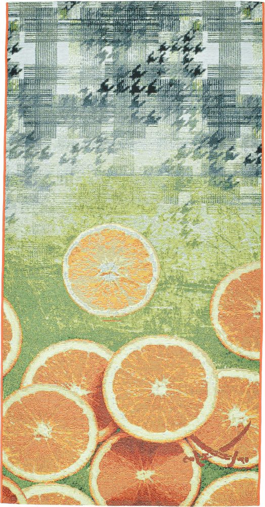 Sansibar Teppich »Rantum Beach 002«, rechteckig, 5 mm Höhe, Flachgewebe, modernes Sommer Design, Motiv Orangenscheiben, In- & Outdoor geeignet, Wohnzimmer