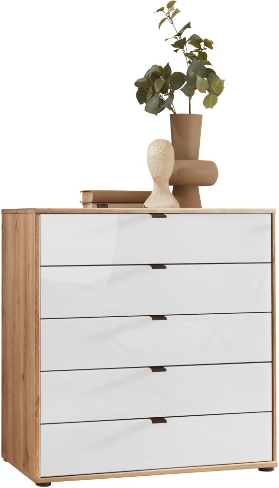 WIEMANN Schubkastenkommode »Cardiff Sideboard, Wäscheschrank, teilmassiv Bianco-Eiche, Schubladen« Glas- oder Massivholzfront, verschiedene Breiten, MADE IN GERMANY, Schubkästen inklusive Selbsteinzug und Dämpfung