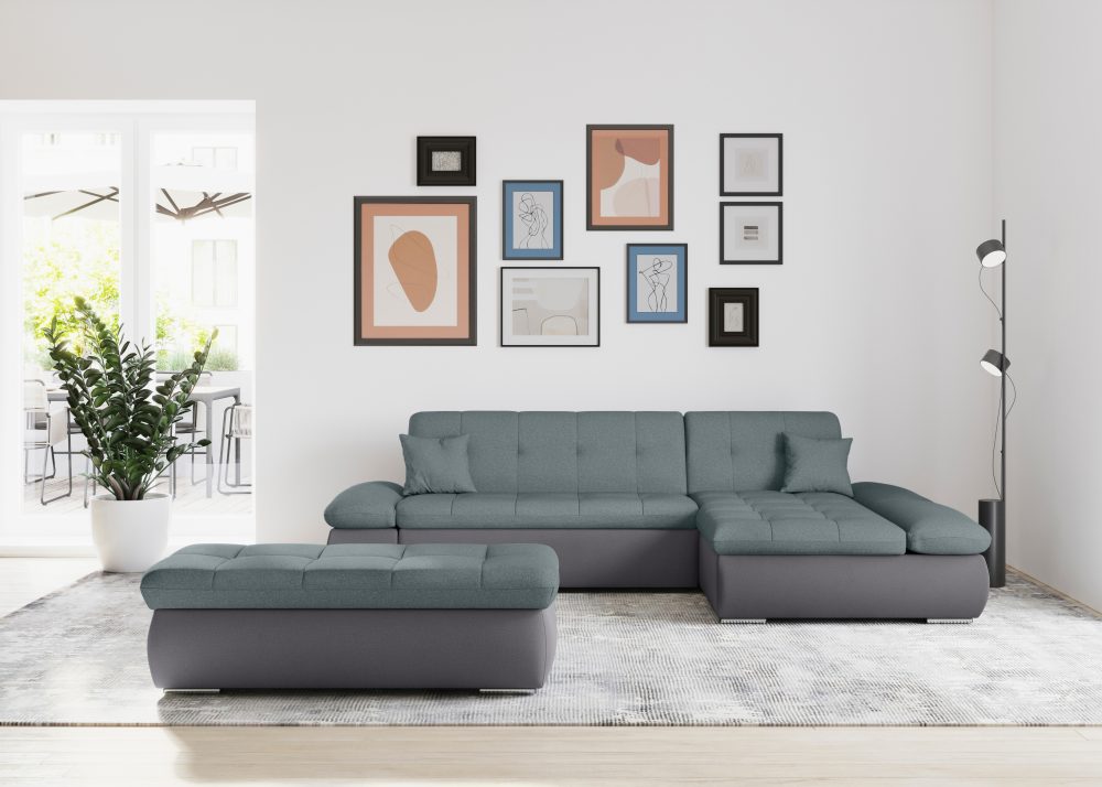 DOMO collection Ecksofa »Moric«, im XXL-Format, wahlweise mit Bettfunktion und Armlehnenverstellung, inklusive loser Zierkissen, frei im Raum stellbar