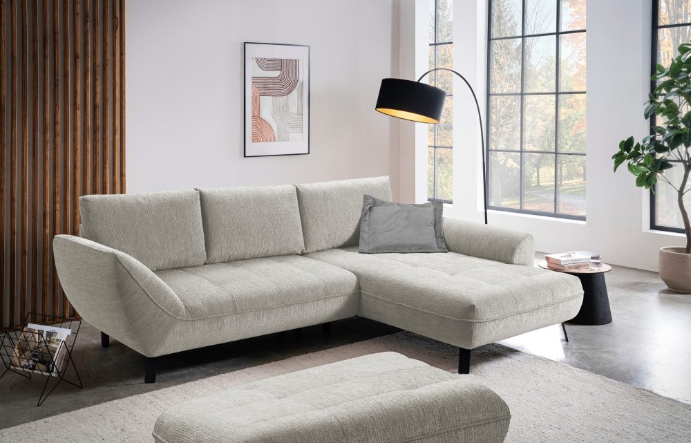 exxpo - sofa fashion Ecksofa »Bellini, Materialmix oder komplett Struktur, Breite 268cm, bequem« bequem und modern, Chenille-Struktur Bezug, L-Form