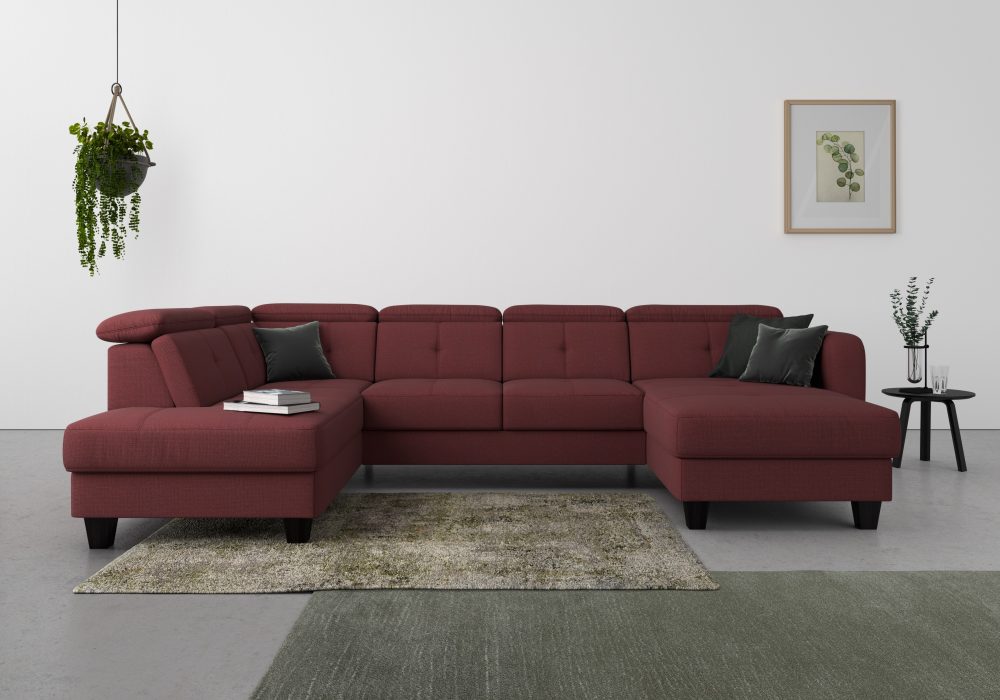 sit&more Wohnlandschaft »Bellucci«, inklusive Kopfteilverstellung und Federkern, wahlweise mit Bettfunktion und Bettkasten