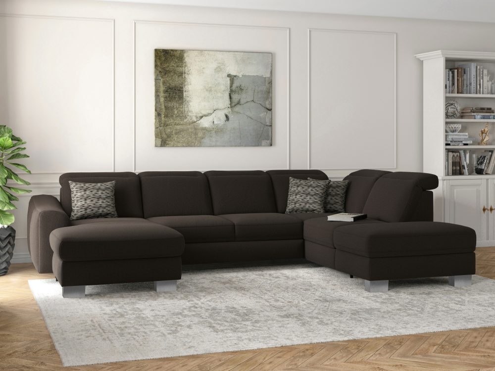 sit&more Wohnlandschaft »Durness«, mit Federkern und hochwertigen Edelstahlfüssen, wahlweise mit Kopfteilverstellung, optional mit Bettfunktion und Stauraum