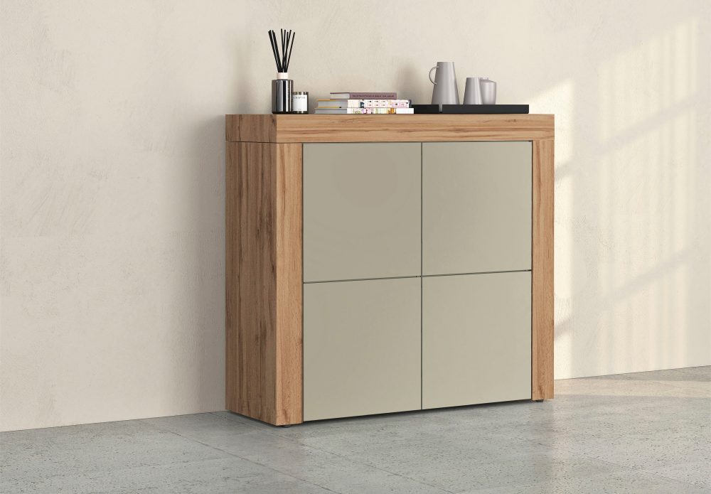 INOSIGN Highboard »CHRONOS Breite 140 cm mit 4 Türen und 8 Fächer 'Made in Italy'«, (1 St.), Hohes Sideboard, Kommode, Schrank, Grifflos mit Push to Open