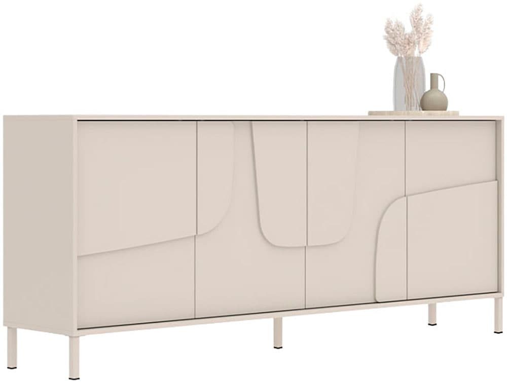 INOSIGN Sideboard »Stone, 205 cm breit, 4 Türen, Anrichte, Kommode, Stauraumschrank« 3D-Design, Push-to-open, Innenraum grosszügig, Füsse 14/2 cm wählbar