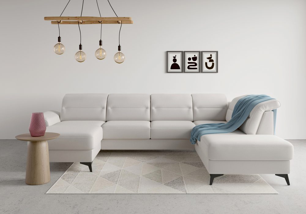 sit&more Wohnlandschaft »Sinatra«, optional mit Kopfteilverstellung und Armteilfunktion oder mit Kopfteilverstellung, Armteilfunktion, Bettfunktion und Stauraum, mattschwarze Metallfüsse