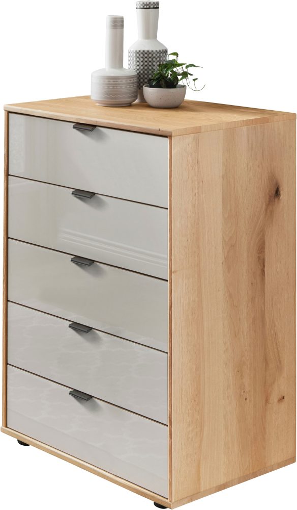WIEMANN Schubkastenkommode »Cardiff Sideboard, Wäscheschrank, teilmassiv Bianco-Eiche, Schubladen« Glas- oder Massivholzfront, verschiedene Breiten, MADE IN GERMANY, Schubkästen inklusive Selbsteinzug und Dämpfung