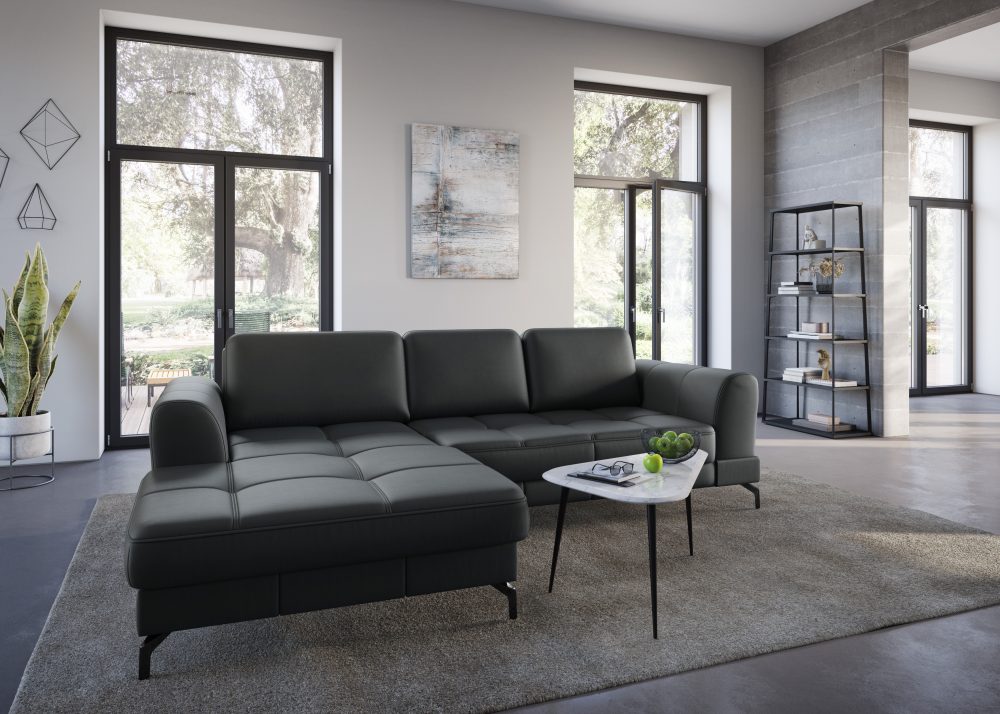 sit&more Ecksofa »Bendigo V«, inklusive Sitztiefenverstellung, Bodenfreiheit 12 cm, wahlweise in 2 unterschiedlichen Fussfarben