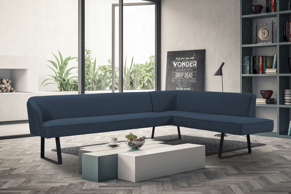 exxpo - sofa fashion Eckbank »Americano«, mit Keder und Metallfüssen, Bezug in verschiedenen Qualitäten, Frei im Raum stellbar