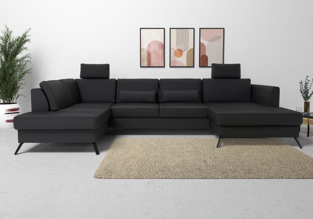 sit&more Wohnlandschaft, inklusive Sitztiefenverstellung, wahlweise mit Bettfunktion, 15cm hoch