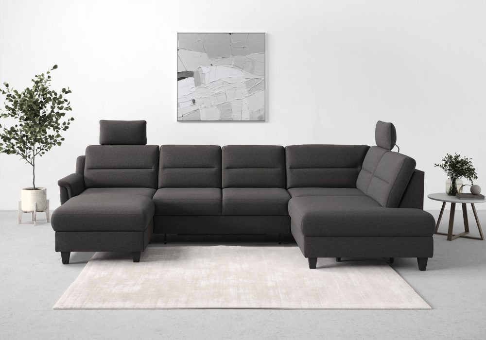 sit&more Wohnlandschaft »Farö«, inklusive Federkern, mit wengefarbenen Füssen, wahlweise mit Bettfunktion und Bettkasten