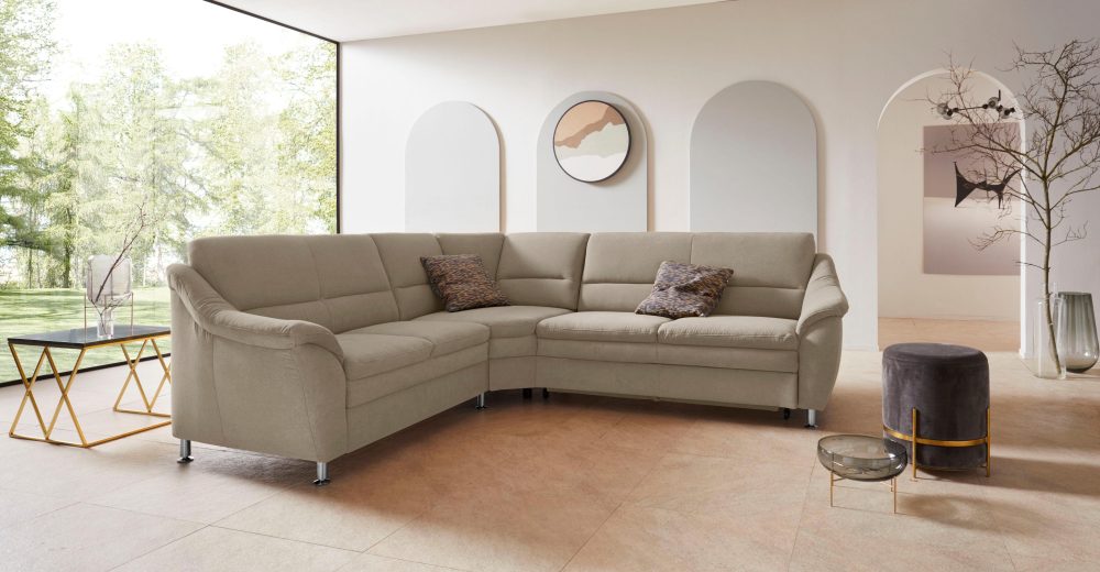 Places of Style Ecksofa »Cardoso«, mit Trapezecke für mehr Sitzkomfort, wahlweise auch mit Bettfunktion und Schublade und Relaxfunktion