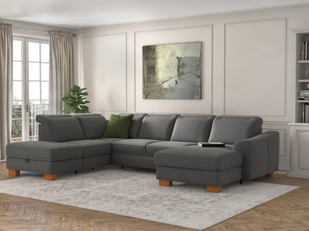 sit&more Wohnlandschaft »Durness«, mit Federkern und hochwertigen Massivholzfüssen, wahlweise mit Kopfteilverstellung, optional mit Bettfunktion und Stauraum