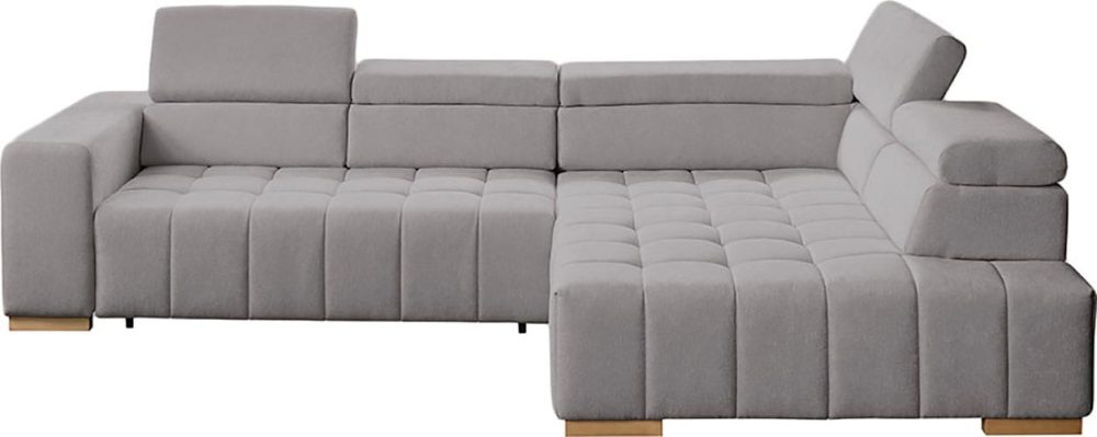 exxpo - sofa fashion Ecksofa »Elianos, hoher Sitzkomfort, aufwendige Kreuzsteppung im Sitz, L-Form« Kopfteile & Sitztiefe verstellbar, mit Bettfunktion