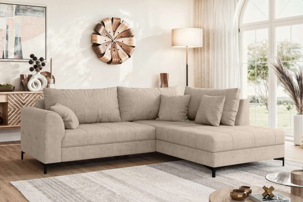 GOODproduct Ecksofa »LEEVKE Design-Sofa mit Ottomane rechts/links bestellbar, Breite 232 cm« in vielen modernen Farben erhältlich, belastbar bis 480 kg