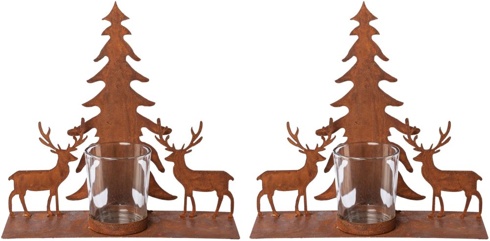 Creativ deco Teelichthalter, (2 St.), Oberfläche in Rost-Optik
