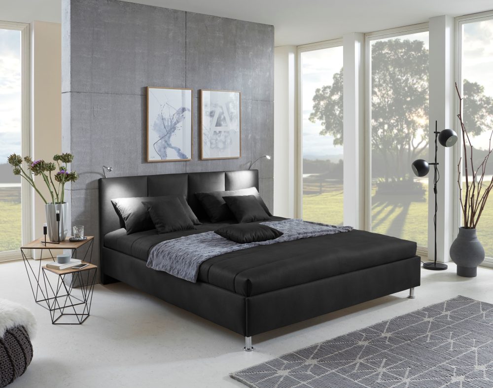 Westfalia Schlafkomfort Bett mit Bezug aus Microvelours in Lederoptik, vormontierte Schrauben