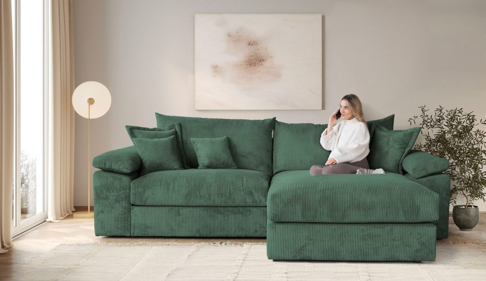 Home affaire Ecksofa »Soft&Cosy XXL L-Form - Breite 303 cm«, Mega-Sofa, in Cord, Federkern-Polsterung