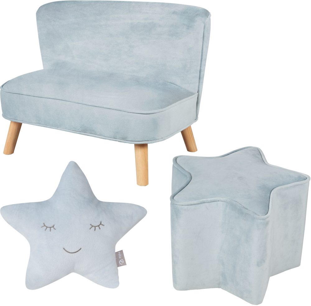 roba® Kindersitzgruppe »Lil Sofa«, (Set, 3 tlg.), bestehend aus Kindersofa, Kinderhocker und Dekokissen in Sternform