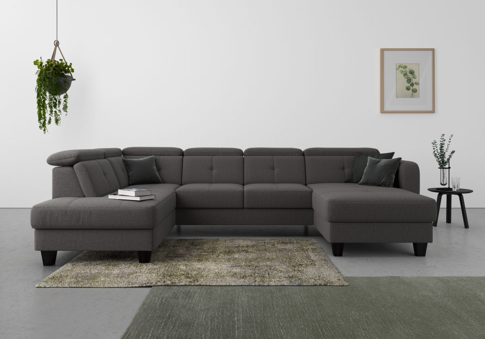 sit&more Wohnlandschaft »Bellucci«, inklusive Kopfteilverstellung und Federkern, wahlweise mit Bettfunktion und Bettkasten
