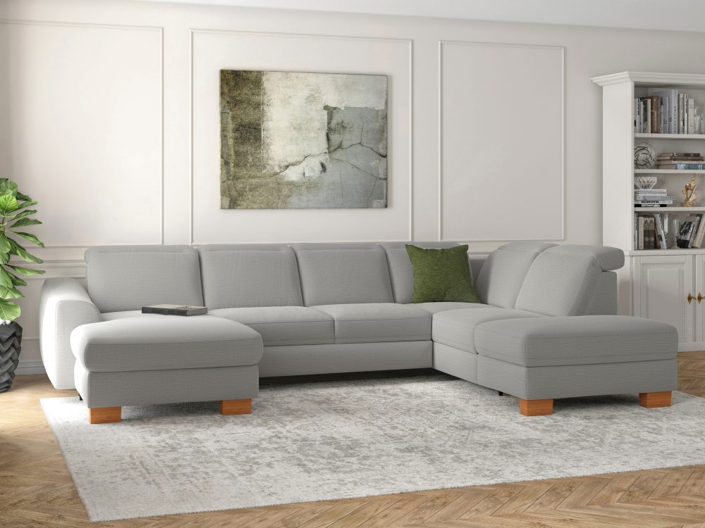 sit&more Wohnlandschaft »Durness«, mit Federkern und hochwertigen Massivholzfüssen, wahlweise mit Kopfteilverstellung, optional mit Bettfunktion und Stauraum