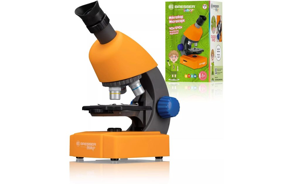 Bresser Optik Mikroskop Junior 40x-640x orange Kinder-Mikroskop Monokular 640 x Durchlicht
