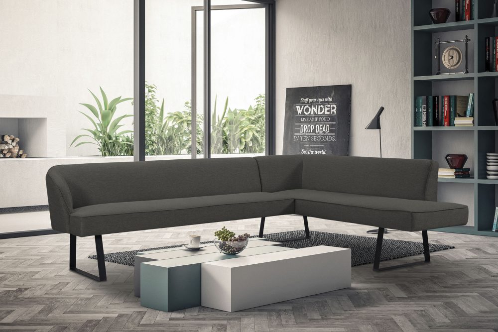 exxpo - sofa fashion Eckbank »Americano«, mit Keder und Metallfüssen, Bezug in verschiedenen Qualitäten, Frei im Raum stellbar