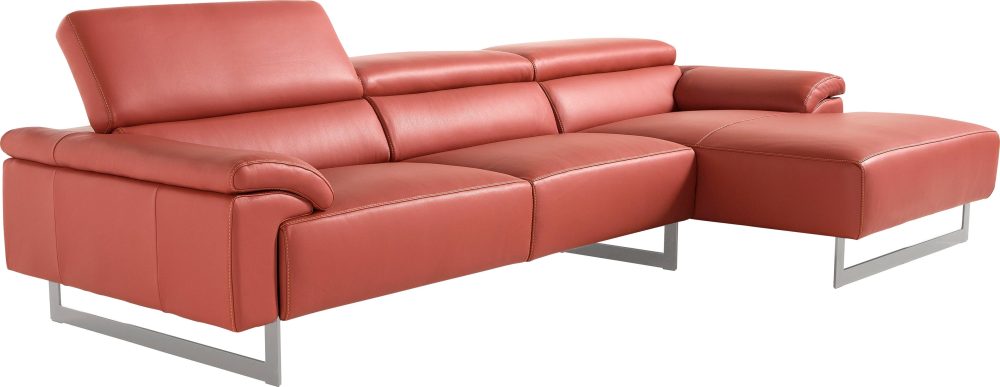 Egoitaliano Ecksofa »Malika«, mit Recamiere, inkl. Kopfteilverstellung und chromfarbenen Metallfüssen