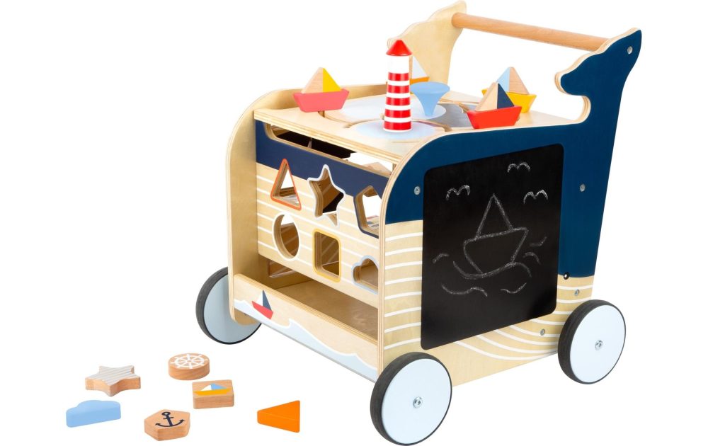 small foot® Lauflernwagen WAL 7-teilig aus Holz in dunkelblau