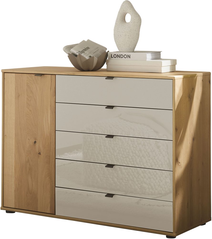 WIEMANN Kombikommode »Cardiff Sideboard, Wäscheschrank, teilmassiv Bianco-Eiche, Schubladen« Kommode 120x86x43 cm, braun, mit Dämpfung, MADE IN GERMANY, verschiedenen Ausführungen, inklusive Einlegeboden