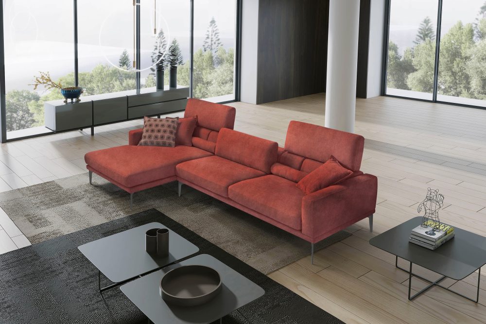 Egoitaliano Ecksofa »Masu«, inkl. 2 Kissenrollen, Rückenelemente manuell verstellbar, mit Metallfüssen