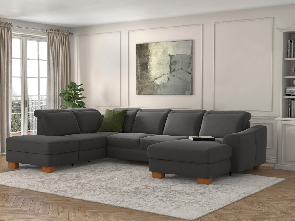 sit&more Wohnlandschaft »Durness«, mit Federkern und hochwertigen Massivholzfüssen, wahlweise mit Kopfteilverstellung, optional mit Bettfunktion und Stauraum