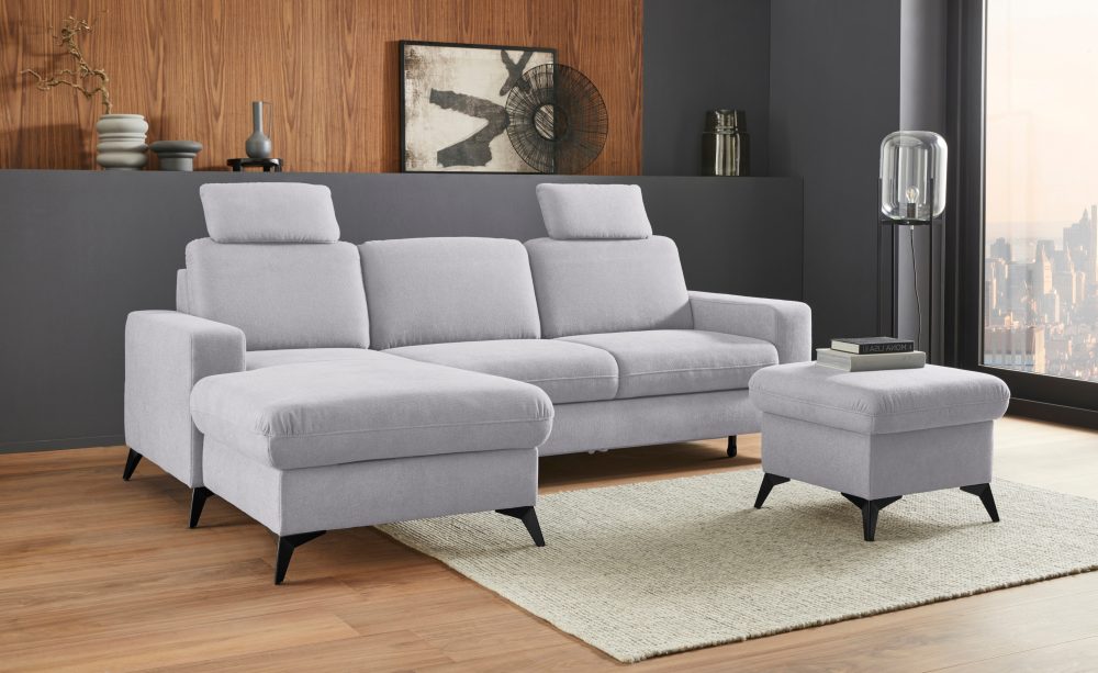 Places of Style Ecksofa »Lolland«, Wahlweise mit Bettfunktion und Bettkasten, Federkern, auch mit abwischbarem Bezug