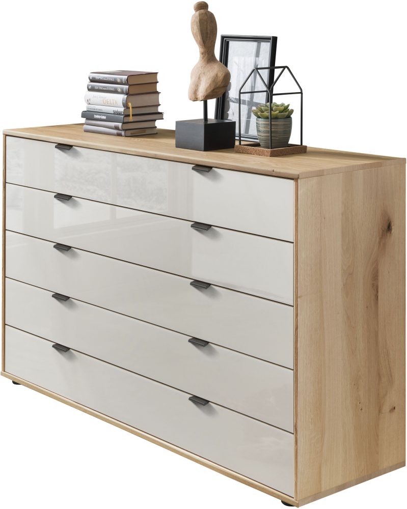 WIEMANN Schubkastenkommode »Cardiff Sideboard, Wäscheschrank, teilmassiv Bianco-Eiche, Schubladen« Glas- oder Massivholzfront, verschiedene Breiten, MADE IN GERMANY, Schubkästen inklusive Selbsteinzug und Dämpfung