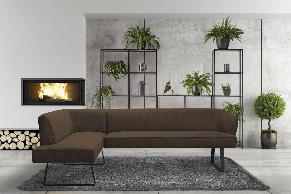 exxpo - sofa fashion Eckbank »Americano«, mit Keder und Metallfüssen, Bezug in verschiedenen Qualitäten, Frei im Raum stellbar