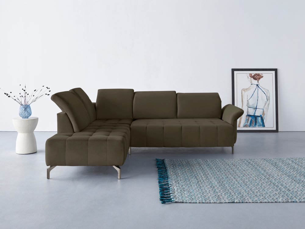 INOSIGN Ecksofa »Fresh«, Federkern, wahlweise mit Kopfteilverstellung, Armteilverstellung, und motorischem Vorziehsitz, Bezug Olympia SOFT CLEAN: leicht mit Wasser zu reinigen