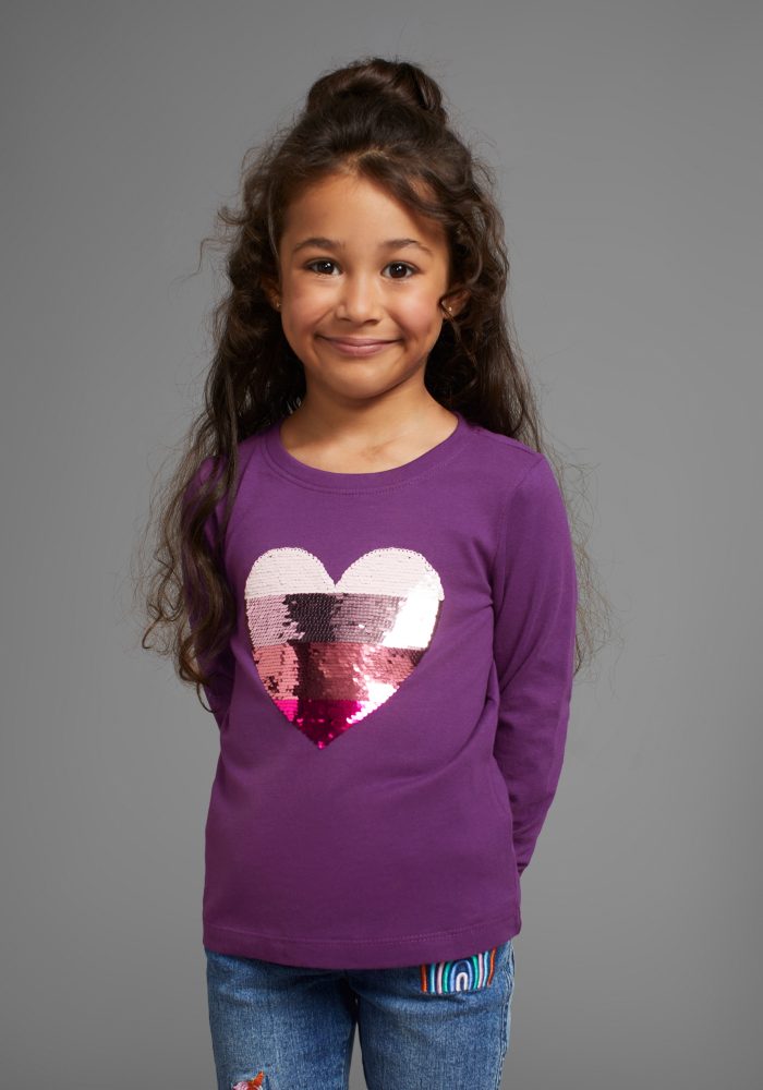 KIDSWORLD Langarmshirt », mit Paillettenherz zum Wenden«
