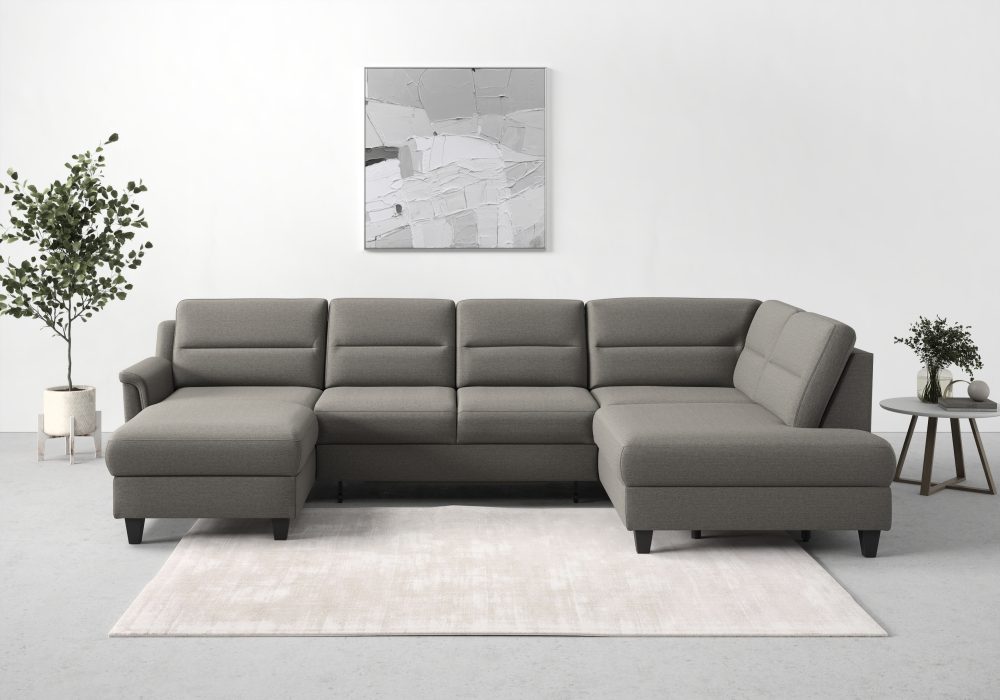 sit&more Wohnlandschaft »Farö«, inklusive Federkern, mit wengefarbenen Füssen, wahlweise mit Bettfunktion und Bettkasten