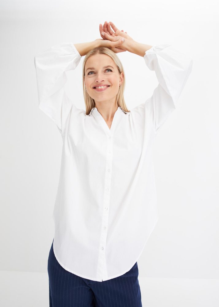 bonprix Langarmbluse »Oversize-Bluse aus reiner Baumwolle« Oversize-Bluse aus reiner Baumwolle