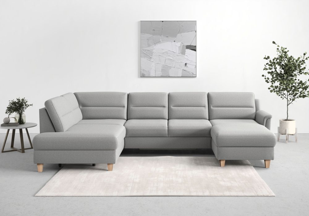 sit&more Wohnlandschaft »Farö«, inklusive Federkern, mit naturfarbenen Füssen, wahlweise mit Bettfunktion und Bettkasten