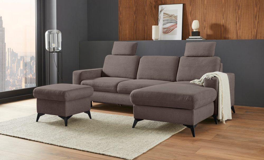 Places of Style Ecksofa »Lolland«, Wahlweise mit Bettfunktion und Bettkasten, Federkern, auch mit abwischbarem Bezug