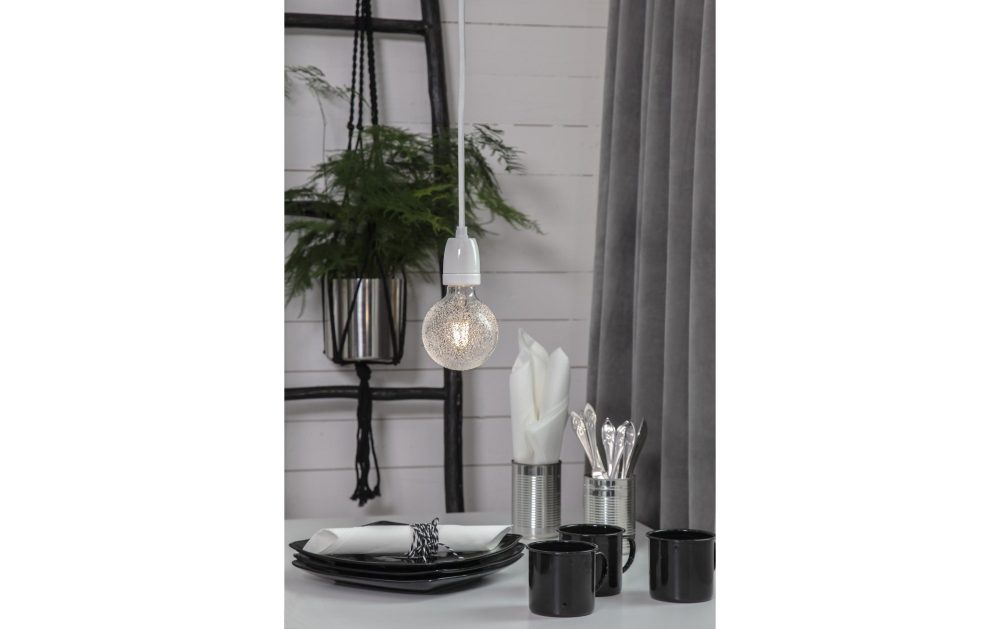 E27-Fassung Glaze mit Kabel, weiß