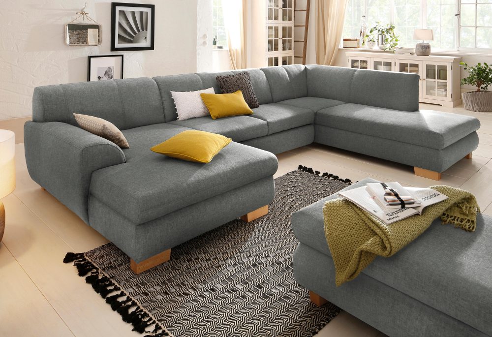 Home affaire Wohnlandschaft »Nika«, Wohnlandschaft, MELROSE®/Struktur oder Struktur fein, wahlweise mit Bettfunktion