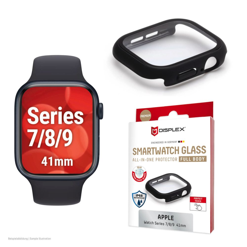 Displex Displayschutzglas »Smartwatch Glass All-In-One Protector Full Body« für Apple Watch Series 7 41 mm;Apple Watch Series 8 41 mm;Apple Watch Series 9 41 mm Displayschutzfolie, Schutzfolie, Bildschirmschutz, kratz- & stossfest