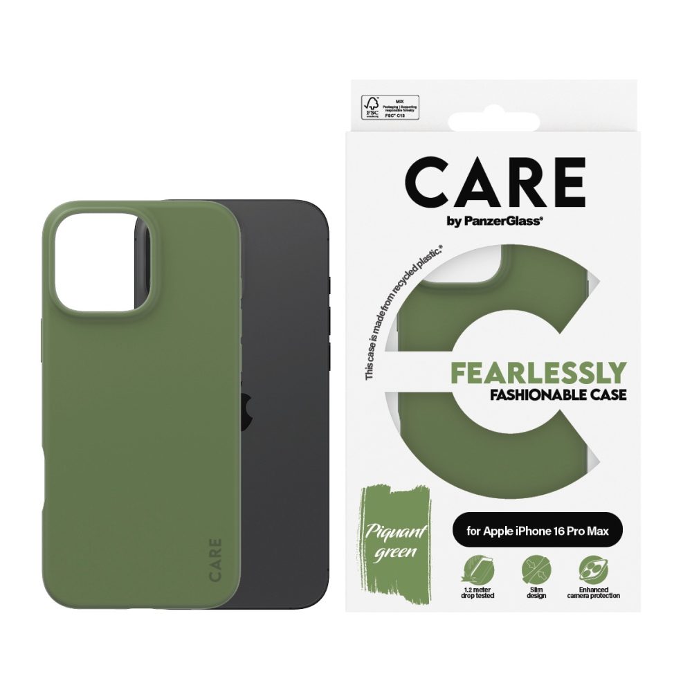 PanzerGlass CARE by ® Fashionable Backcover Apple iPhone 16 Pro Max Grün Induktives Laden 1408