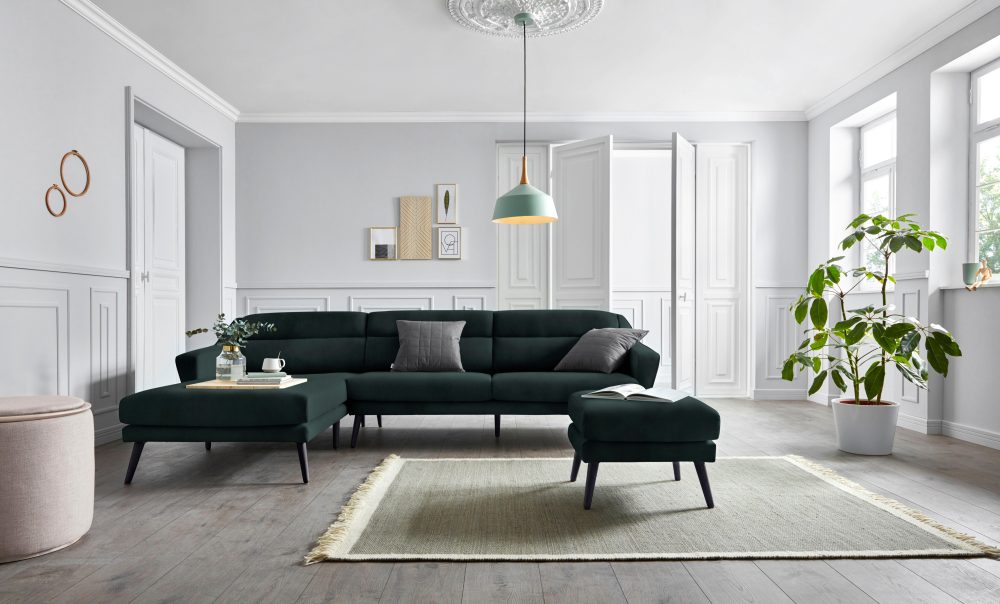 andas Ecksofa »Bille«, mit Naht im Rückenkissen und Beinen aus Eichenholz, Design by Morten Georgsen