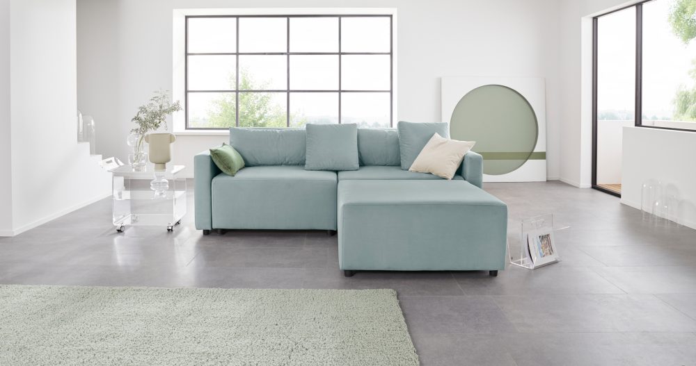 INOSIGN Ecksofa »Marva 3tlg.«, (3 St.), beide Armlehnelemente ausziehbar für Bettfunktion, mit Bettkasten, individuell stellbar