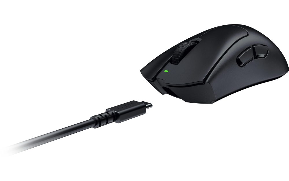 RAZER DeathAdder V3 HyperSpeed Gaming-Maus, Kabellos (Razer Wireless-USB-Adapter) / Kabelgebunden, 26000 dpi, Optisch mit Leuchtdioden, Schwarz