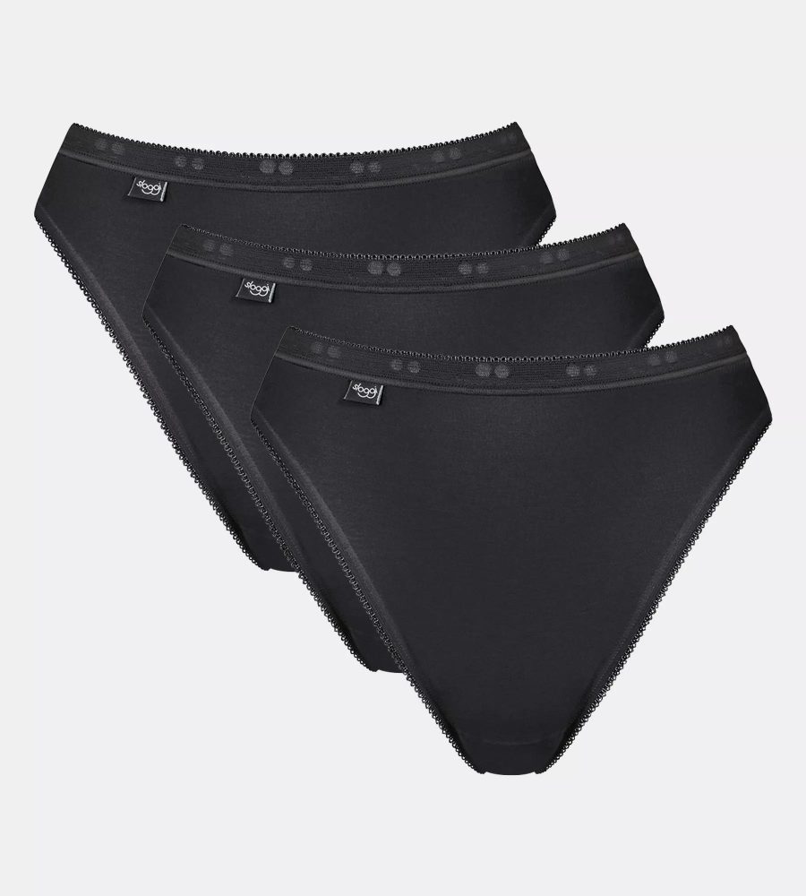 Sloggi Tai High Leg Cotton 3 pack brief in black