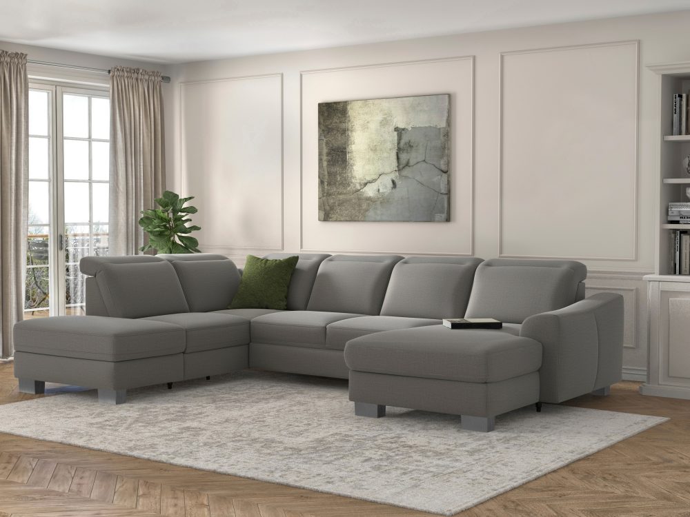 sit&more Wohnlandschaft »Durness«, mit Federkern und hochwertigen Edelstahlfüssen, wahlweise mit Kopfteilverstellung, optional mit Bettfunktion und Stauraum