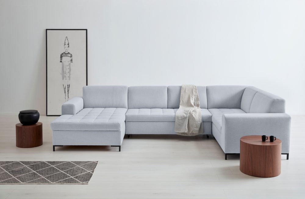 GOODproduct Wohnlandschaft »Grazzo«, hochwertige Stoffe aus recyceltem Material, Steppung im Sitzbereich, wahlweise mit Bettfunktion und Bettkasten